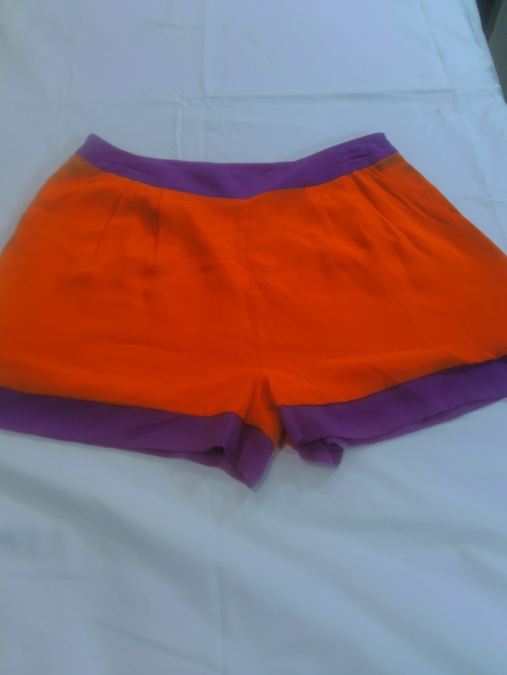 Line & Dot Orange Shorts with Purple Waistband and Hem